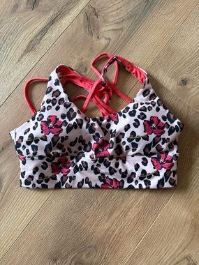 Wildfox Pink Leopard Floral Strappy Bralette